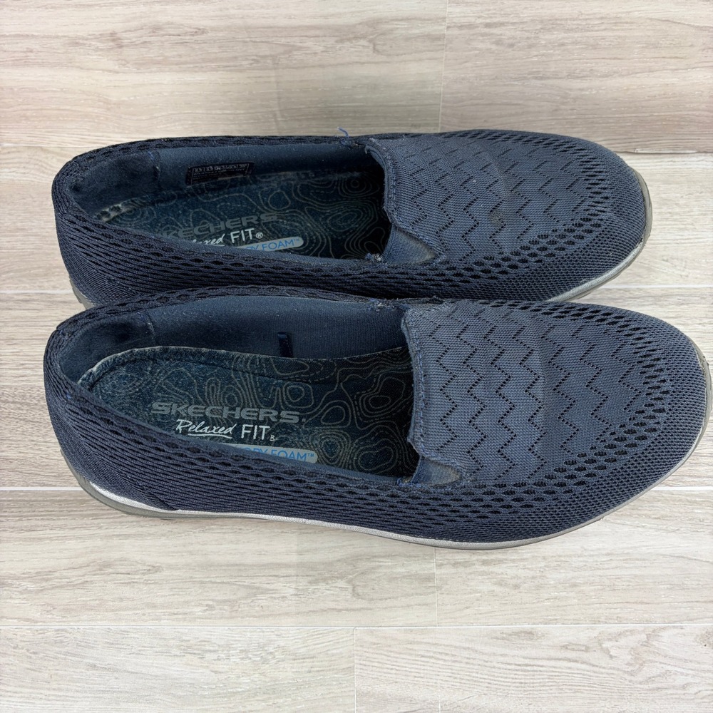 Skechers Reggae Fest Willow Navy Blue Mesh Slip On Relaxed Fit Shoes Womens 6.5 - Picture 5 of 10